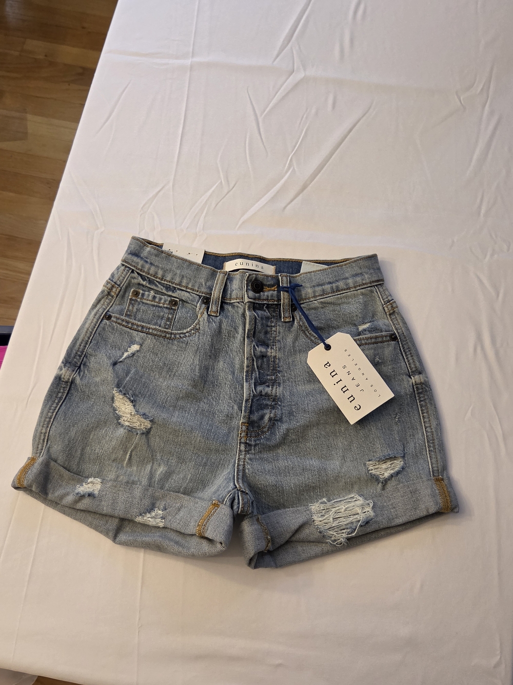 Eunina Distressed Denim Shorts